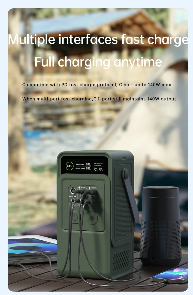 Portable Power Bank 192Wh Camping LiFePO4 Battery PD3.1 140W Ultra Fast Charging DC Solar Supply Generator