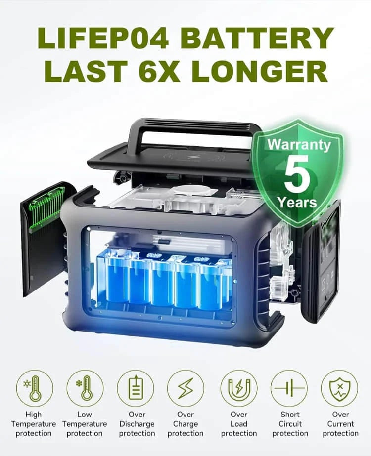 Power Station R600, 299Wh LiFeP04 Battery with 2x 600W (1200W Surge) AC Outlets for Outdoor