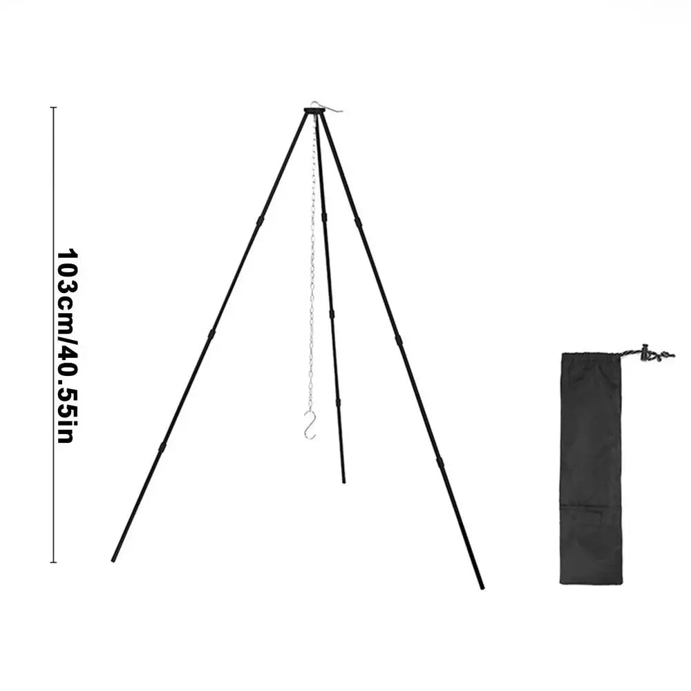Outdoor Large Bonfire Tripod Portable Camping Picnic Campfire Cooking Pot Hanging Chain Triangle Support Stand Rack Accessories